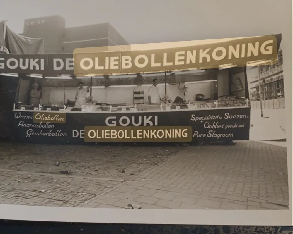 De eerste grote kraam van Gouki de Oliebollenkoning